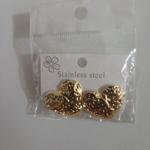 Textured Gold Heart Earrings